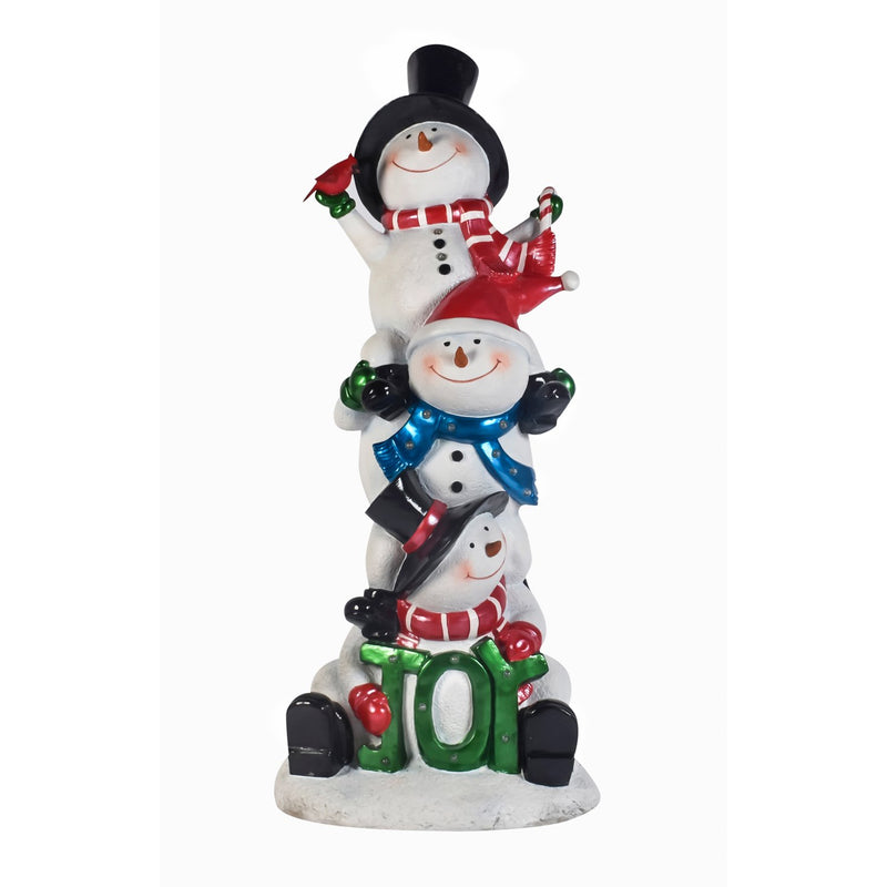 55"H Solar Stacked Holiday Snowmen Statement Garden Statuary,2sp6345