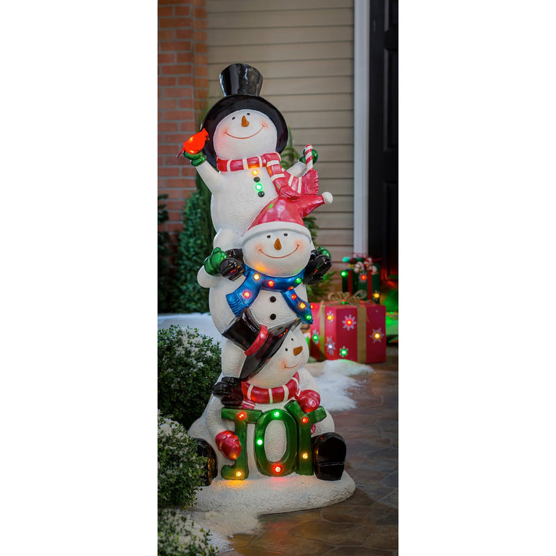 55"H Solar Stacked Holiday Snowmen Statement Garden Statuary,2sp6345