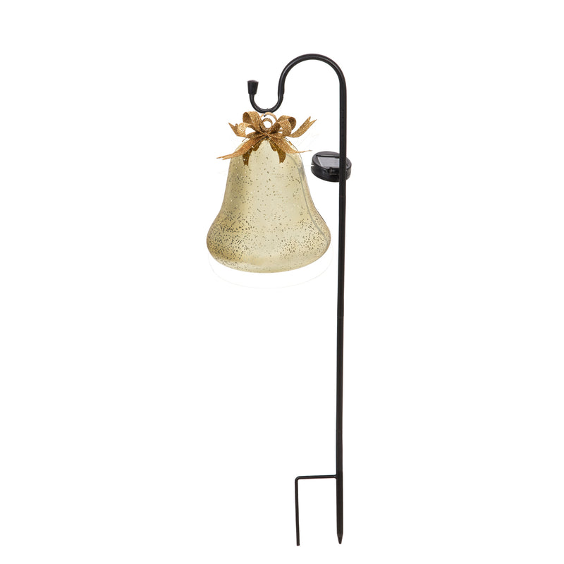 Evergreen Lighted Bell with Shephard's Hook, 2 ASST, Red and Gold, 5.9''x 5.9'' x 31.5'' inches