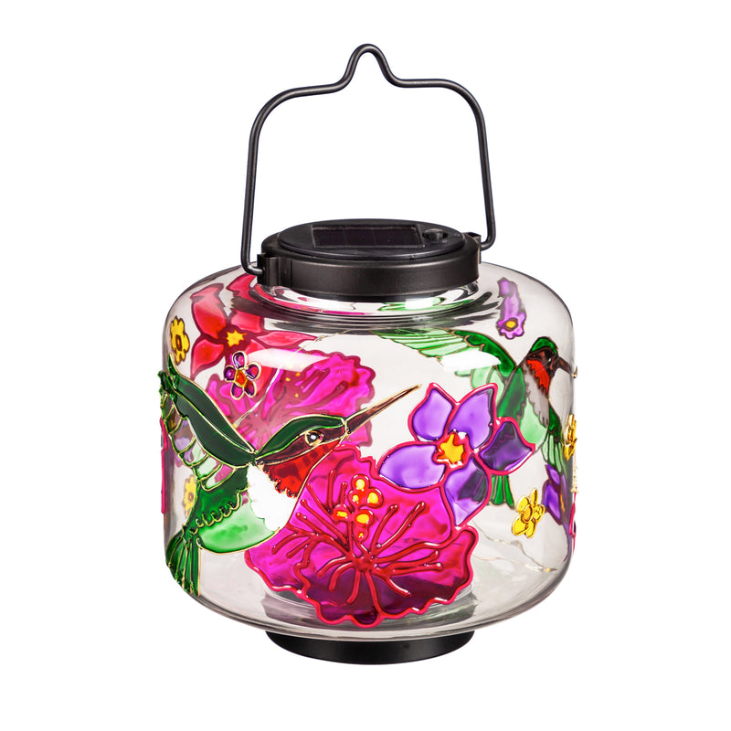 Solar Glass Lantern with Hummingbird Art,2sp6485