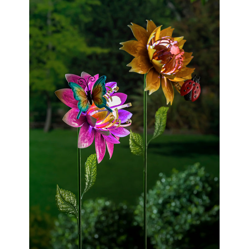 38.25"H Secret Solar Flower Garden Stake, 2 ASST, 8"x11.25"x38.25"inches