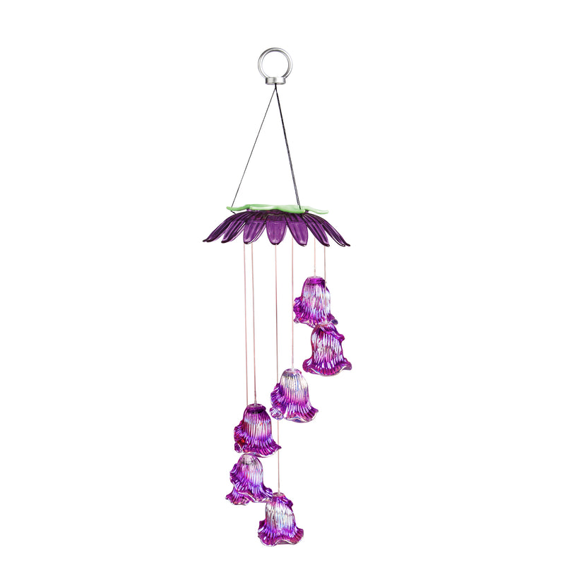 Color Changing Solar Mobile, Glass Purple Flowers,2sp6644