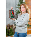 Handpainted Embossed Glass and Metal Solar Lantern, Holiday Cardinal,5.91"x5.31"x8.27"inches