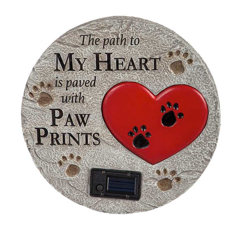 Paved with Paw Prints Solar Garden Stone,2sp7032