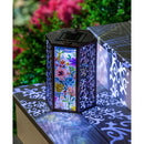 Handpainted Embossed Glass and Metal Solar Lantern, Wild Florals,2sp7049