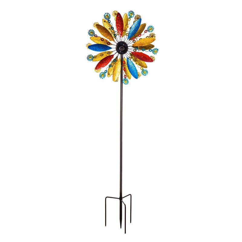 75"H Solar Wind Spinner, Sunflower Fields w/Running Lights,24"x10.25"x75"inches