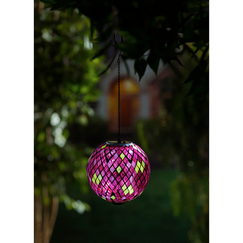 8" Solar Hanging Mosaic Gazing Ball, Floral Brights, 7.87"x7.87"x7.87"inches