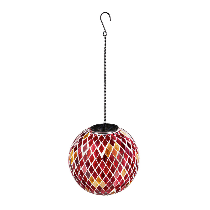 8" Solar Hanging Mosaic Gazing Ball, Floral Brights, 7.87"x7.87"x7.87"inches