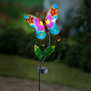 36"H  Hand Painted Glass Butterfly Solar Garden Stake,2sp7243