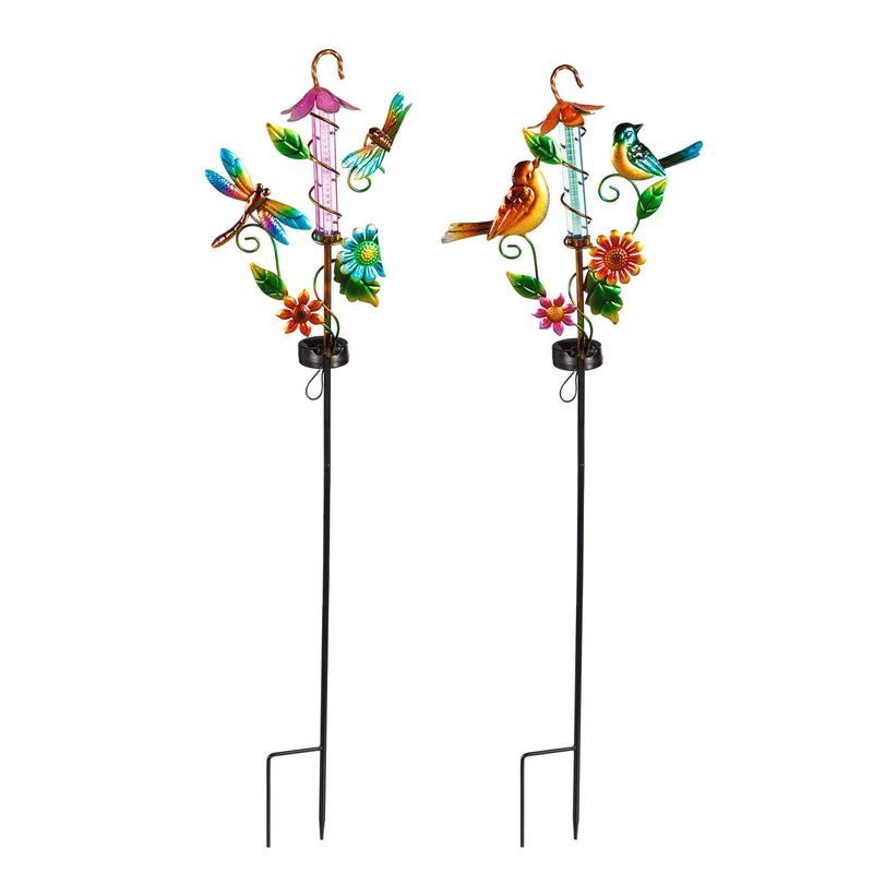 36"H Solar Drip Light Garden Stake with Vine and Flowers,  2 Asst, 8.5"x2"x36"inches