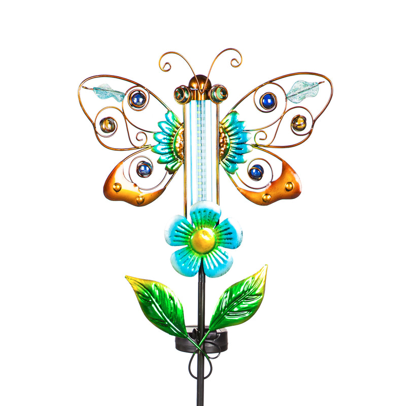36"H Solar Drip Light Garden Stake, Butterfly, 2 Asst, 11.02"x2.56"x36.02"inches