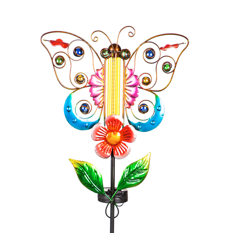 36"H Solar Drip Light Garden Stake, Butterfly, 2 Asst, 11.02"x2.56"x36.02"inches
