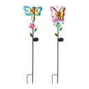 36"H Solar Neon Color Lights Garden Stake, Dragonfly and Butterfly, 2 Asst,2sp7253