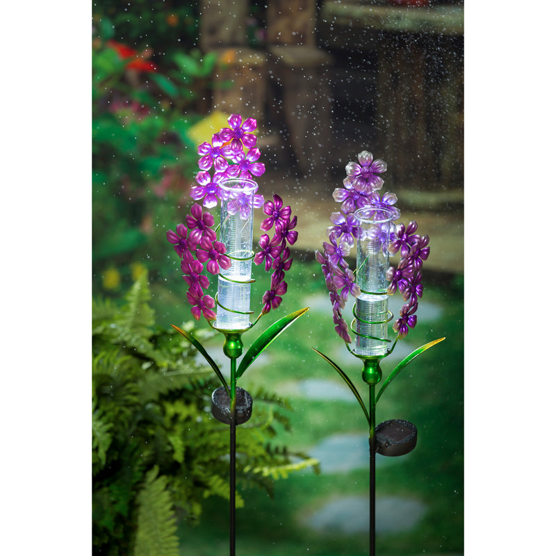 36"H Solar Rain Gauge Garden Stake, Lavender, 2 Asst, 8"x3.25"x36"inches