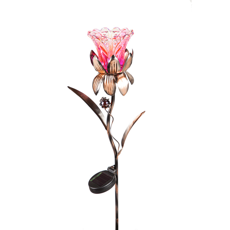 38.25"H Solar Garden Stake, Iridescent Flower, 2 Asst,2sp7264