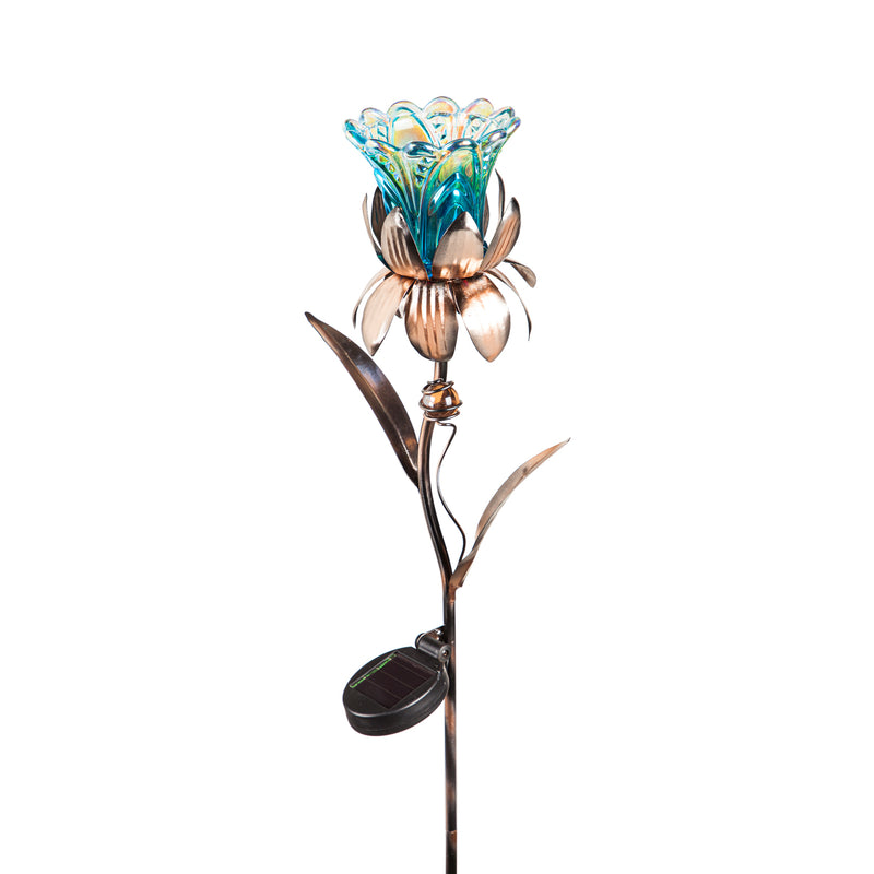 38.25"H Solar Garden Stake, Iridescent Flower, 2 Asst, 7"x5"x38.25"inches