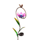 38"H Solar Garden Stake, Flower with Bronze Bird,2sp7268