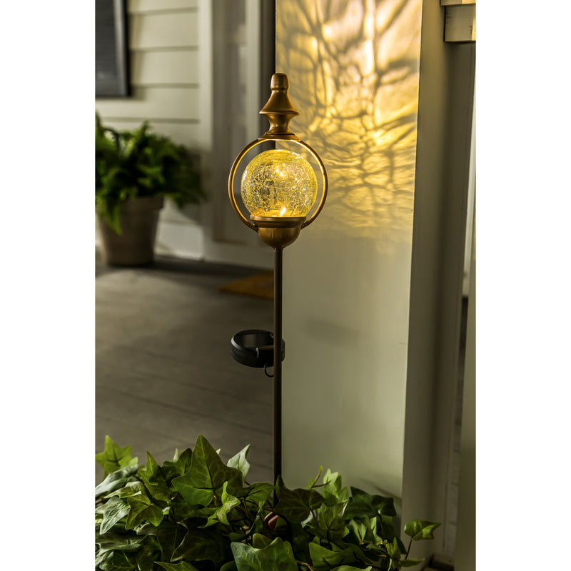 33"H Solar Garden Stake with Bronze Orb Gazing Ball, 4.33"x3.54"x33"inches