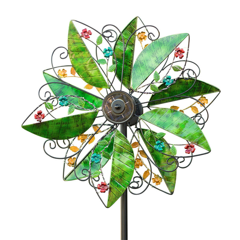 75"H Solar Wind Spiner, Spring Blooms,24"x10.25"x75"inches