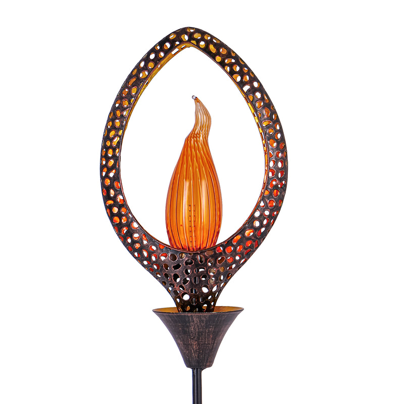 35"H Solar Garden Stake, Bronze Flame, 2 Asst, 6.1"x1.97"x35.43"inches
