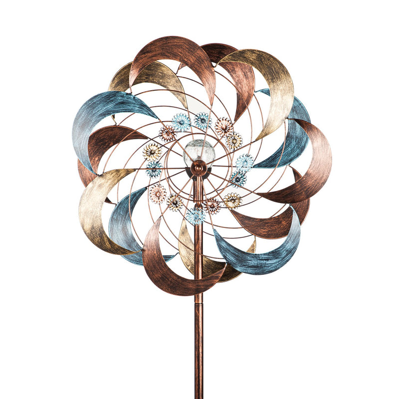 75"H Wind Spinner, Copper Daisy,24"x10.25"x75"inches