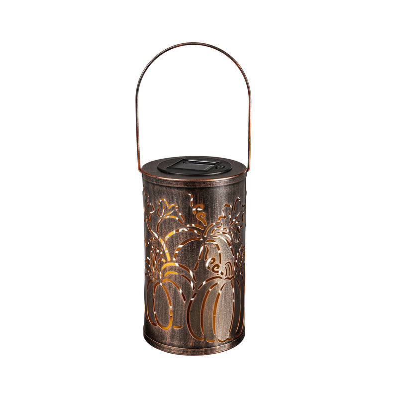 Solar Oil Rubbed Bronze Cut Out Lantern, Pumpkins,2sp7372