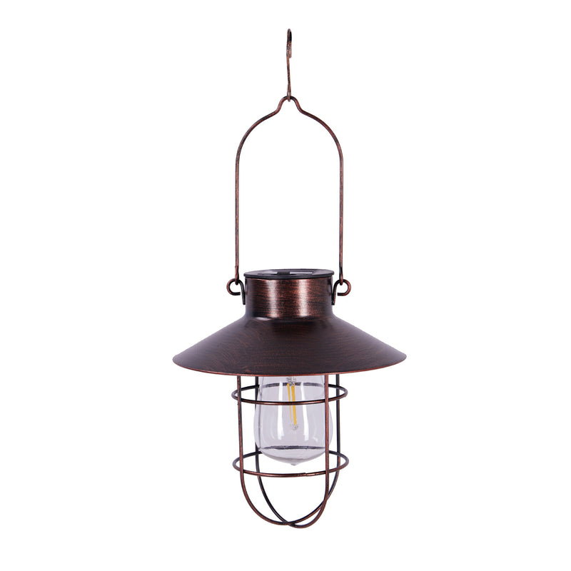 Evergreen Deck & Patio Decor,Solar Metal Lantern with Plastic Bulb, Dark Bronze,7.09x7.09x8.27 Inches