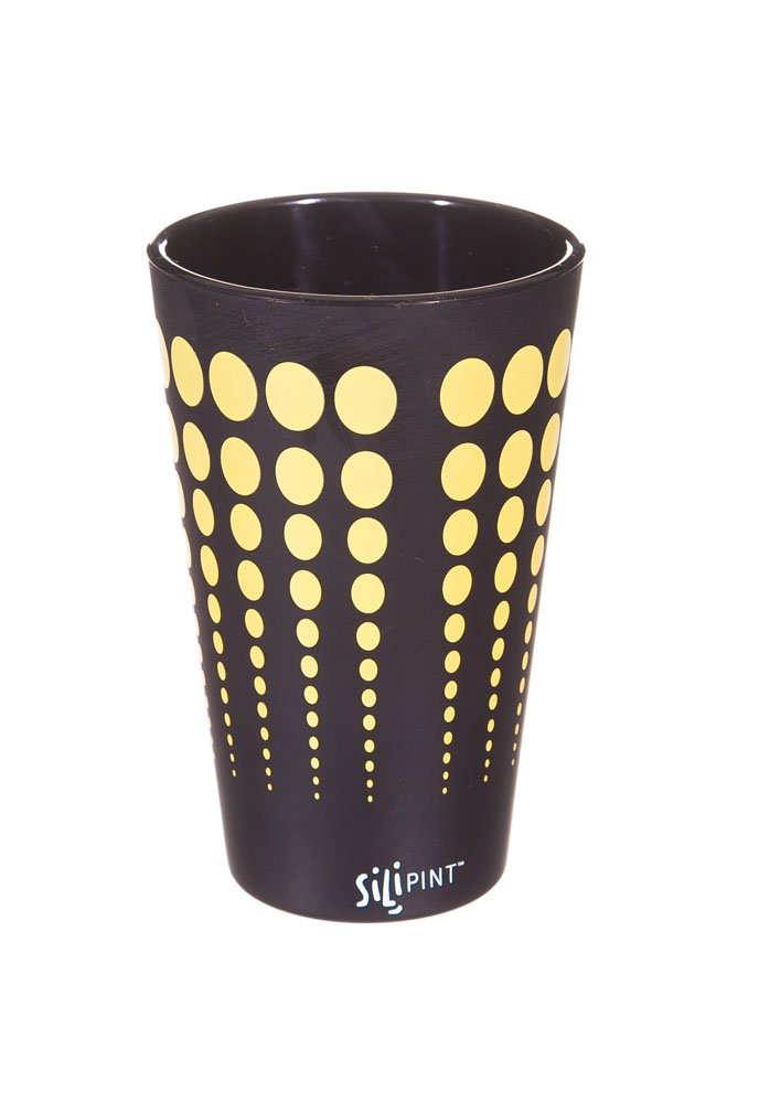 Evergreen Silipint, Pint, Black with Yellow Dots, 3.62'' x 5.75 '' x 3.62'' inches