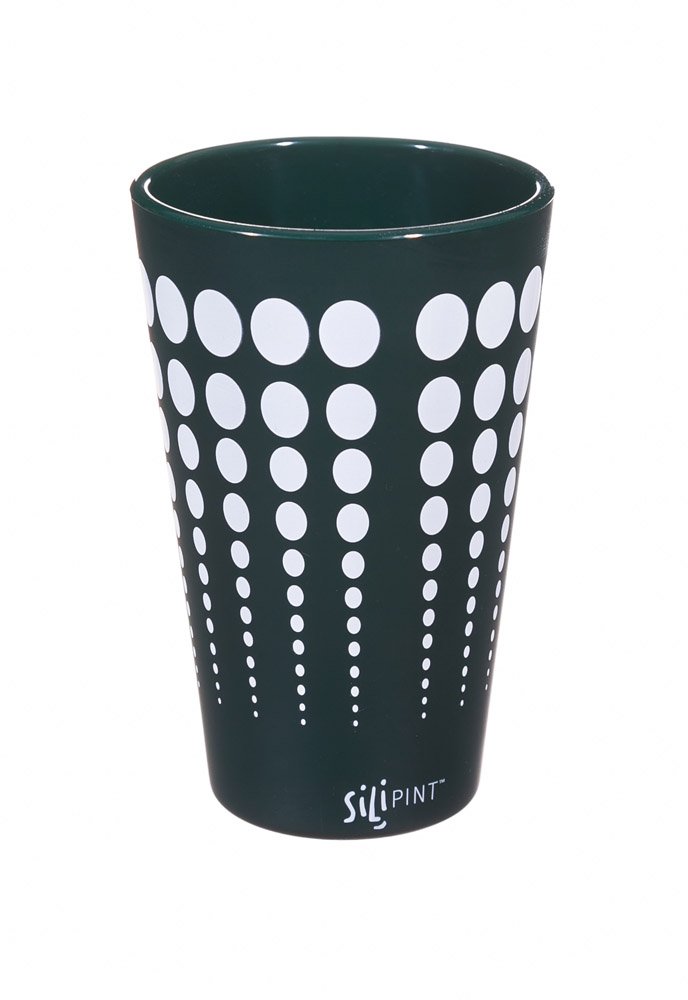 Evergreen Silipint, Pint, Dark Green with White Dots, 3.62'' x 5.75 '' x 3.62'' inches
