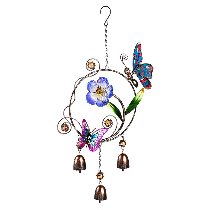 Butterfly Wind Chime with Purple Florals,2wc2002