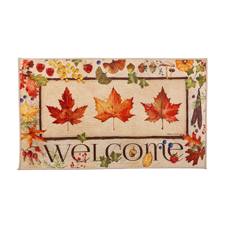 Welcome Fall Leaf Indoor/ Outdoor Washable Mat,2wm017