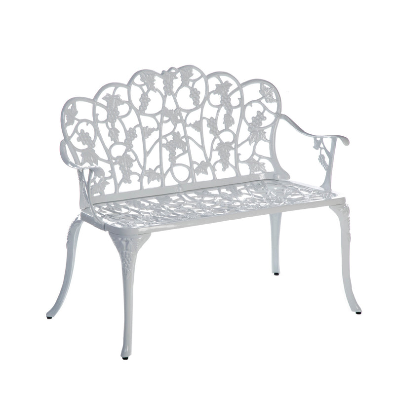 Evergreen Deck & Patio Decor,Grape Garden Bench White,41.73x20.87x33.07 Inches