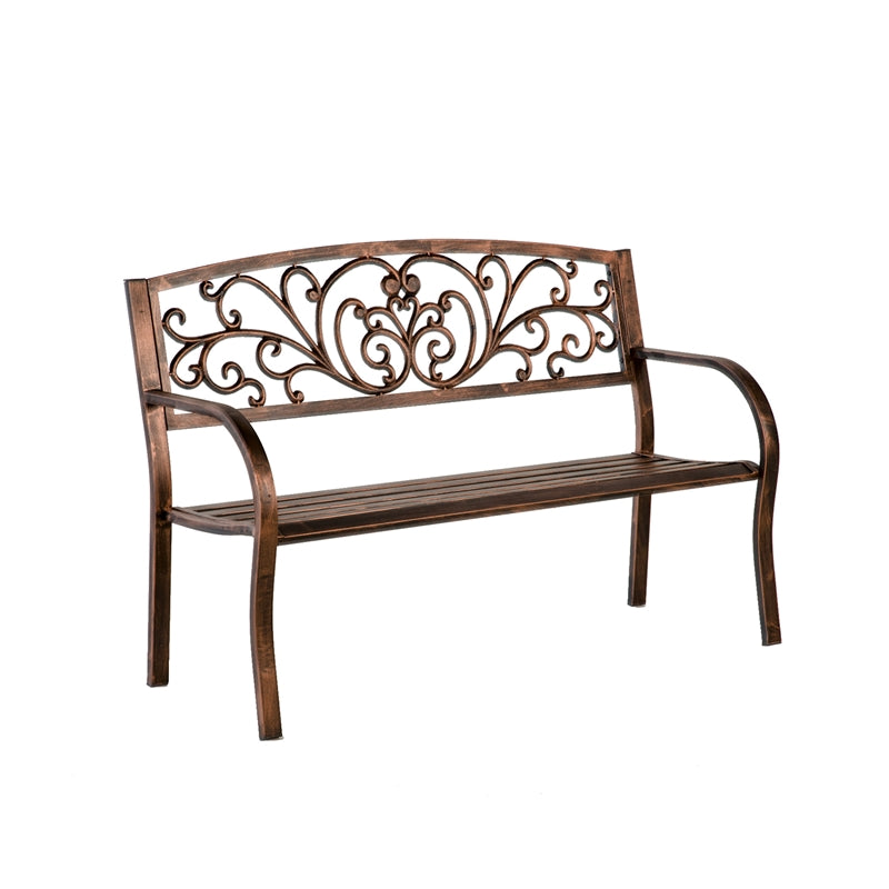 Evergreen Blooming Garden Metal Bench, 50'' x  21'' x 34'' inches.