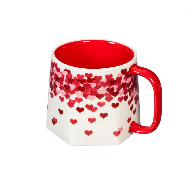 Ceramic Geometric Shaped Cup, 10 OZ, Raining Hearts,3agc002