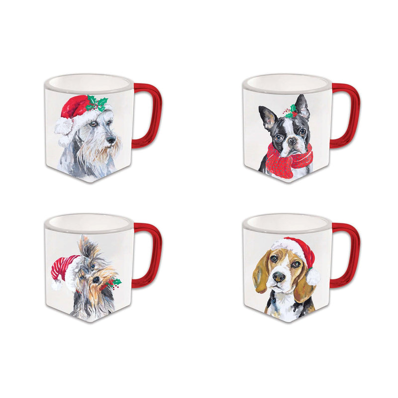 Ceramic Geometric Shaped Cup, 10 OZ, 4 Asst: Schnauzer/ Beagle/Yorkshire Terrier/Boston Terrier,3agc7755