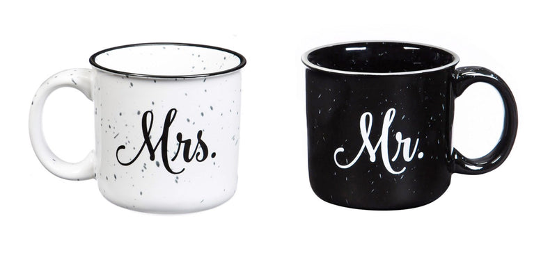 Mr. and Mrs. Ceramic Cup, Set of 2-4 x 5 x 4 Inches