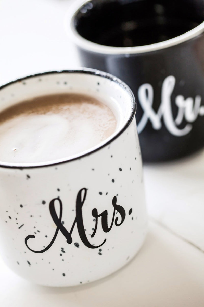 Mr. and Mrs. Ceramic Cup, Set of 2-4 x 5 x 4 Inches