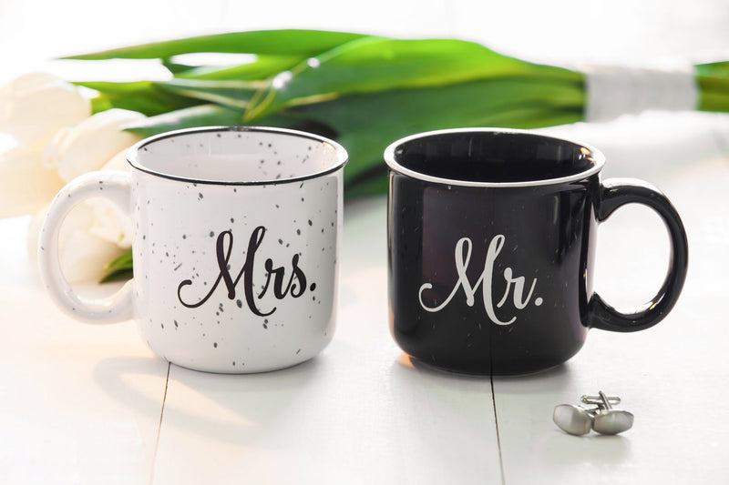 Mr. and Mrs. Ceramic Cup, Set of 2-4 x 5 x 4 Inches