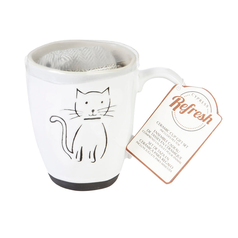 Evergreen Ceramic Cup Gift Set, 16 OZ, Pet Cat, 5.5'' x 3.8'' x 4.5'' inches