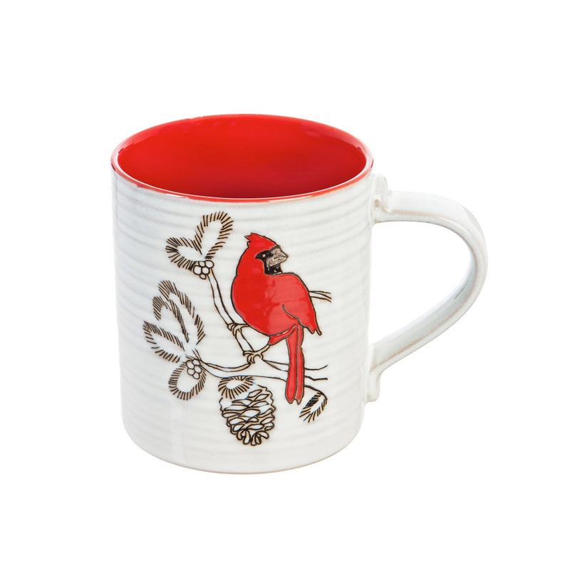 Ceramic Cup, 16 OZ, Perching Cardinal, 4 Asst,3amh081