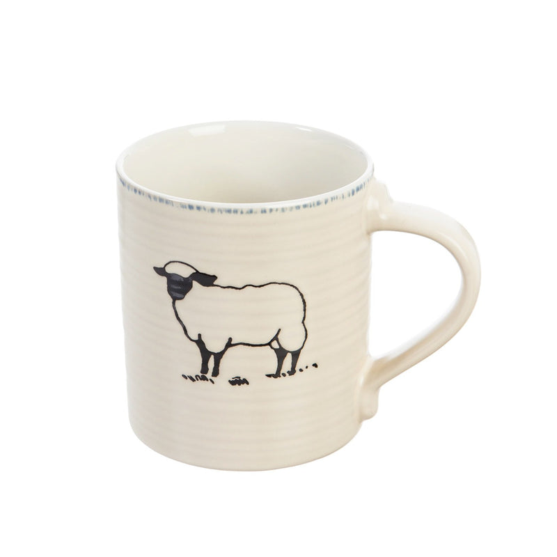 Ceramic Cup, 16 OZ with  bow, Farmhouse, 4 Asst,3amh082