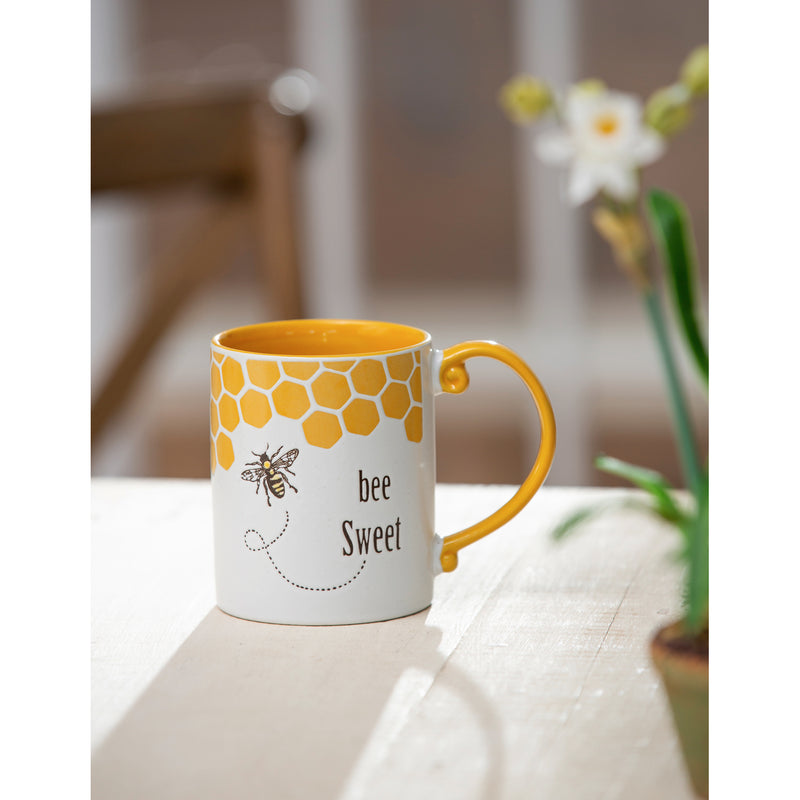 Ceramic Cup, 15oz, Bee Sweet, 3.46"x3.43"x4.25"inches