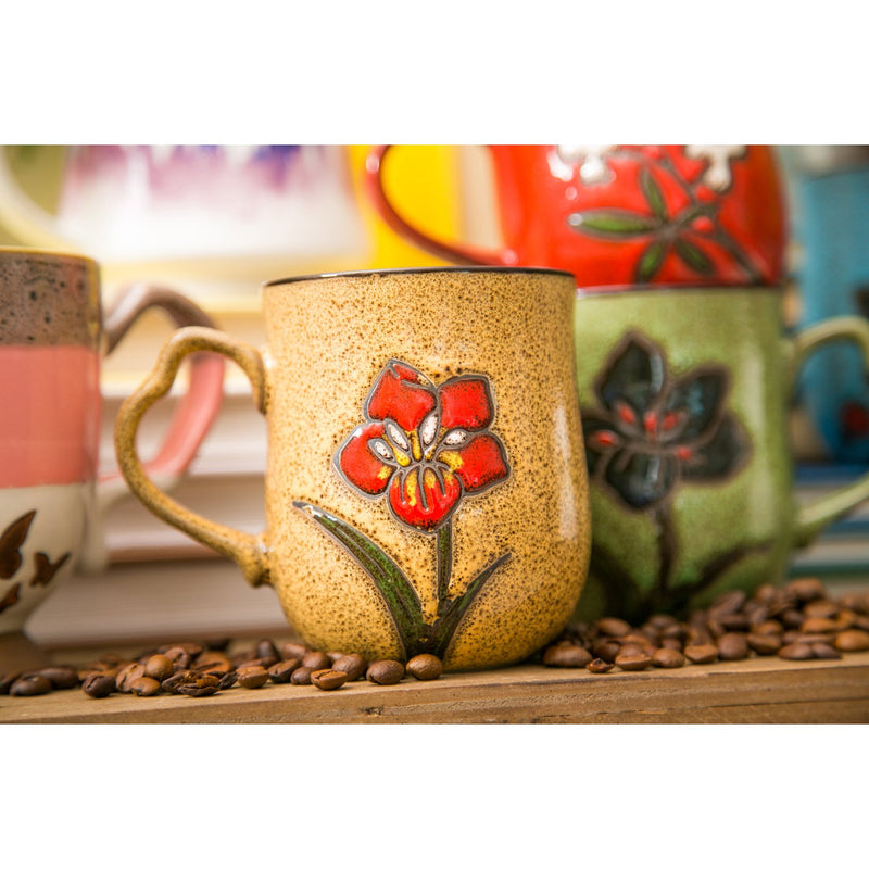 Artisan Series Cup, 10 OZ., Tan Wistful Floral,3asu7370d