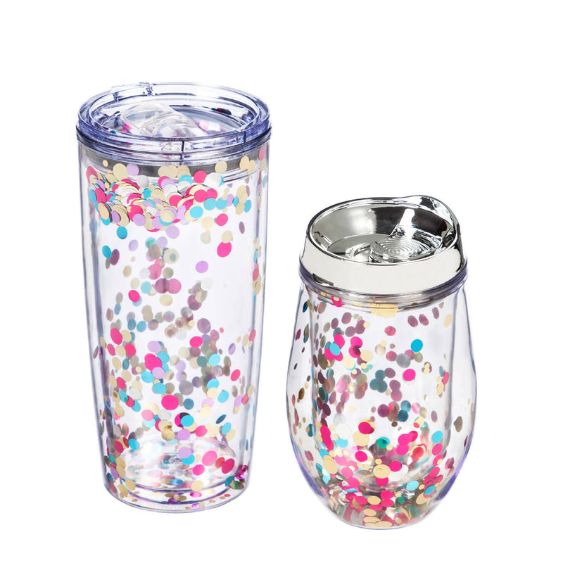 Cypress Home Beautiful Glitter Acrylic Travel Cup with Lid Gift Set - 7 x 4 x 4 Inches Homegoods and Accessories for Every Space