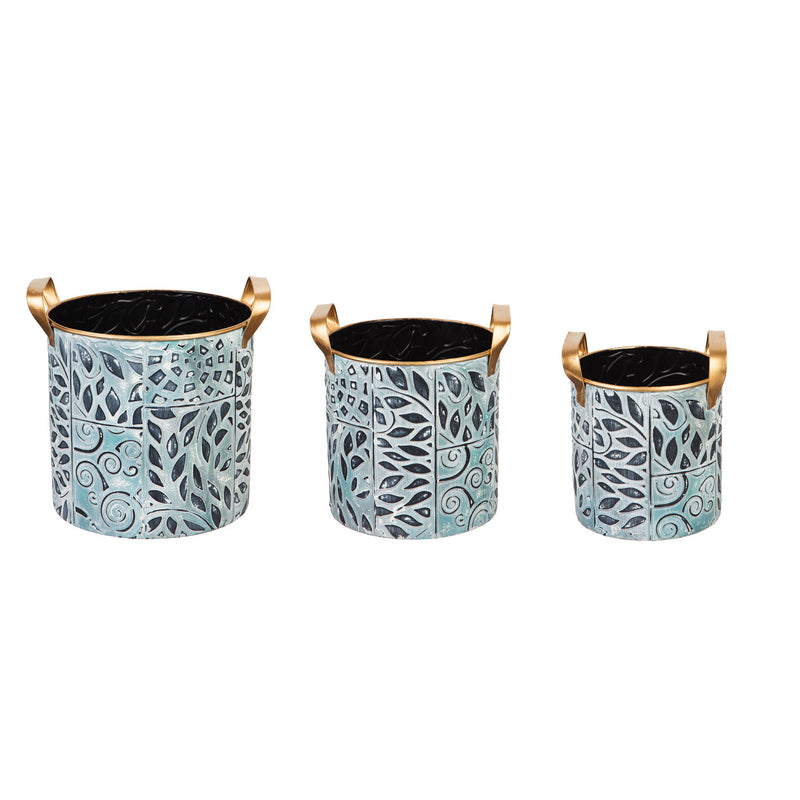Painted Metal Baskets, Set of 3, 11'' x 9.9'' x 11.2'' inches