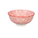 Ceramic Bowl, 8 OZ, Red Pattern, Set of 4,3bl036