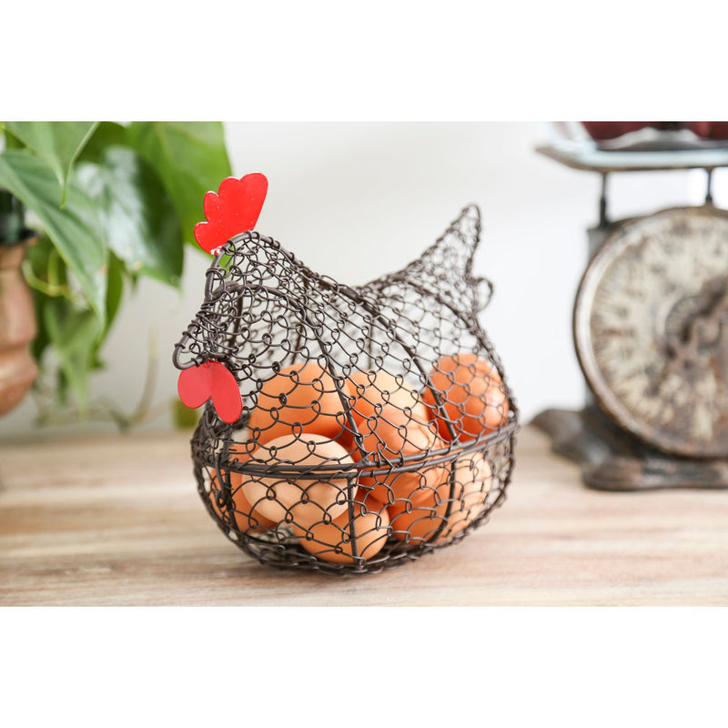 Metal Wire Sitting Hen Basket