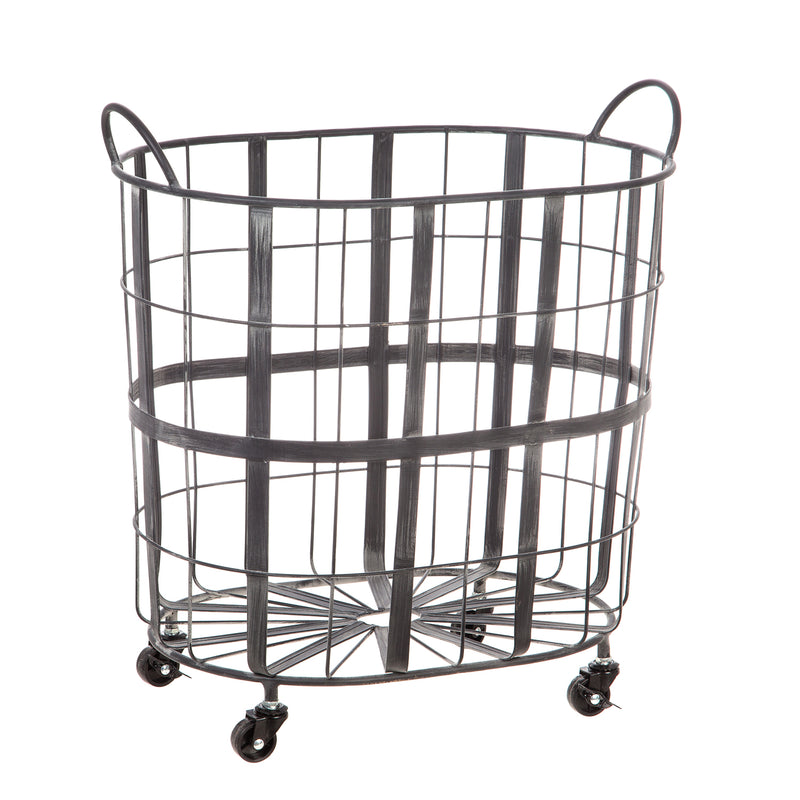 Evergreen Metal Basket with Wheels, 24.4'' x  16'' x 25.2'' inches.