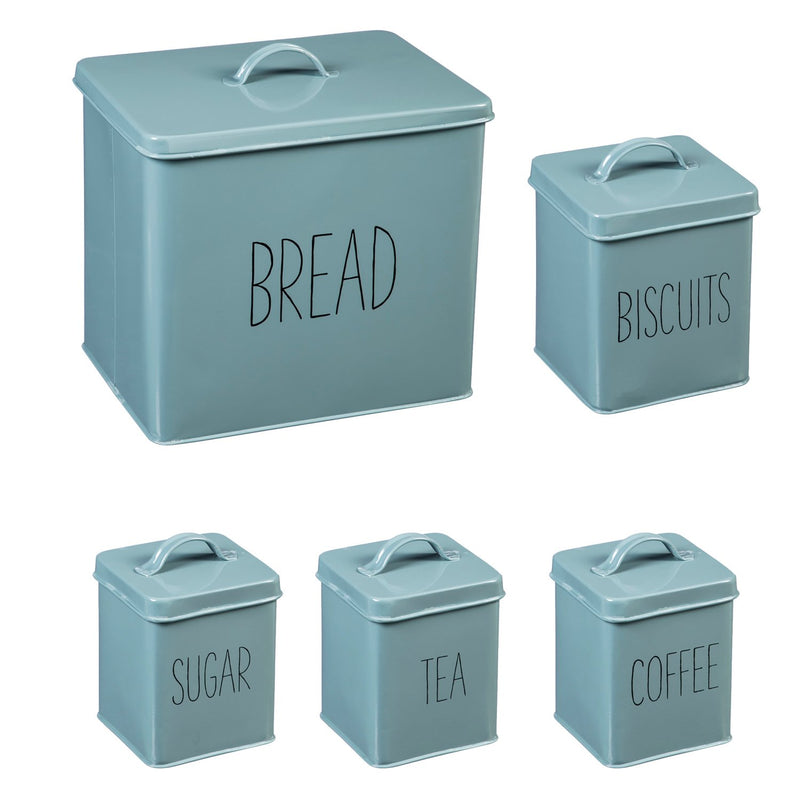 Teal 5 Piece Kitchen Canister Set - 12 x 9 x 11 Inches