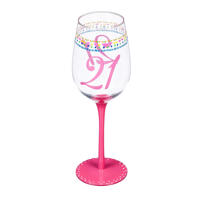 Color Changing Wine Glass, 12 OZ, Birthday Confetti 21st,3ccwg7369a